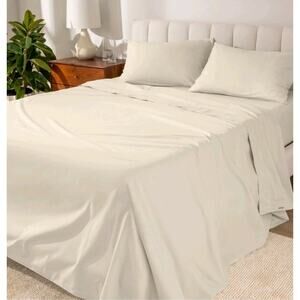 Everyday Home by Trident 100% Organic 300 TC Cotton Sheet Set - Cal King - Sand